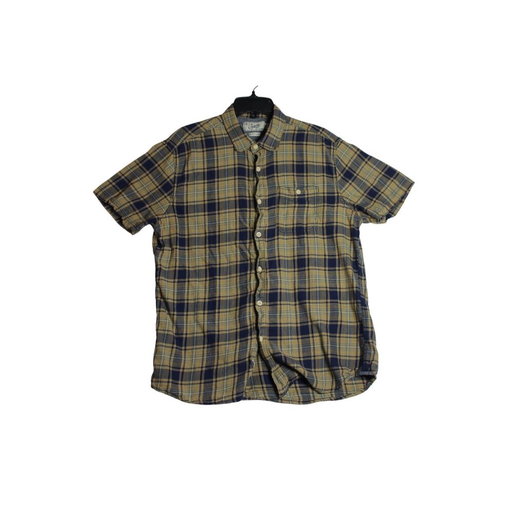 Grayers Short Sleeve Yellow Plaid Button Down Shirt‎ Mens Large